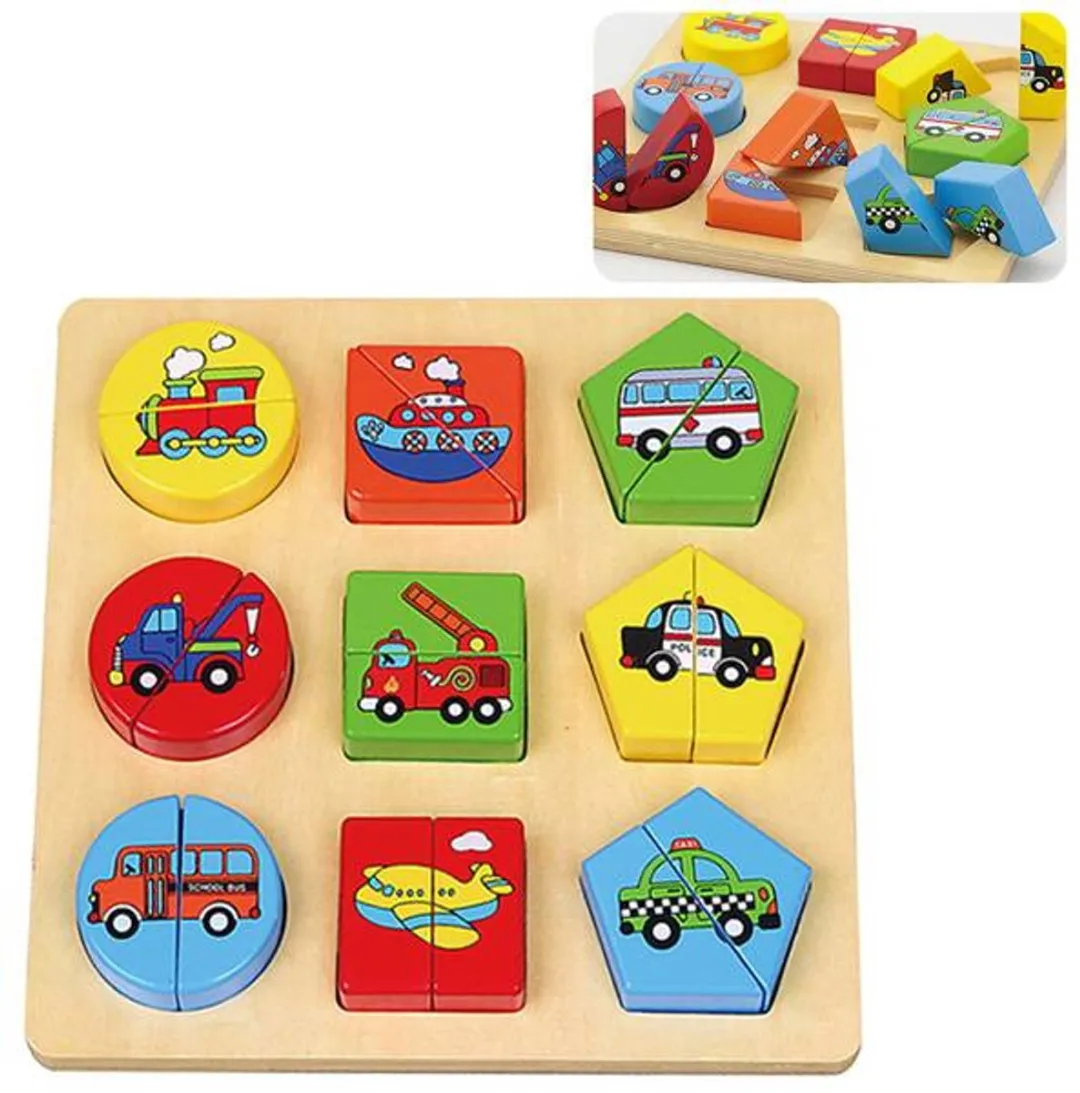 Viga Toys Voertuigenpuzzel Geometrische Vormen 18 Stuks - Multicolor