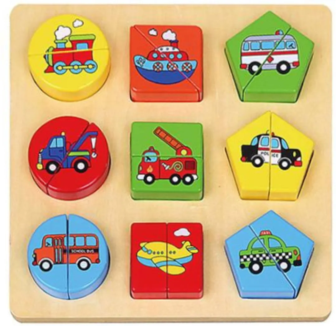 Viga Toys Voertuigenpuzzel Geometrische Vormen 18 Stuks - Multicolor