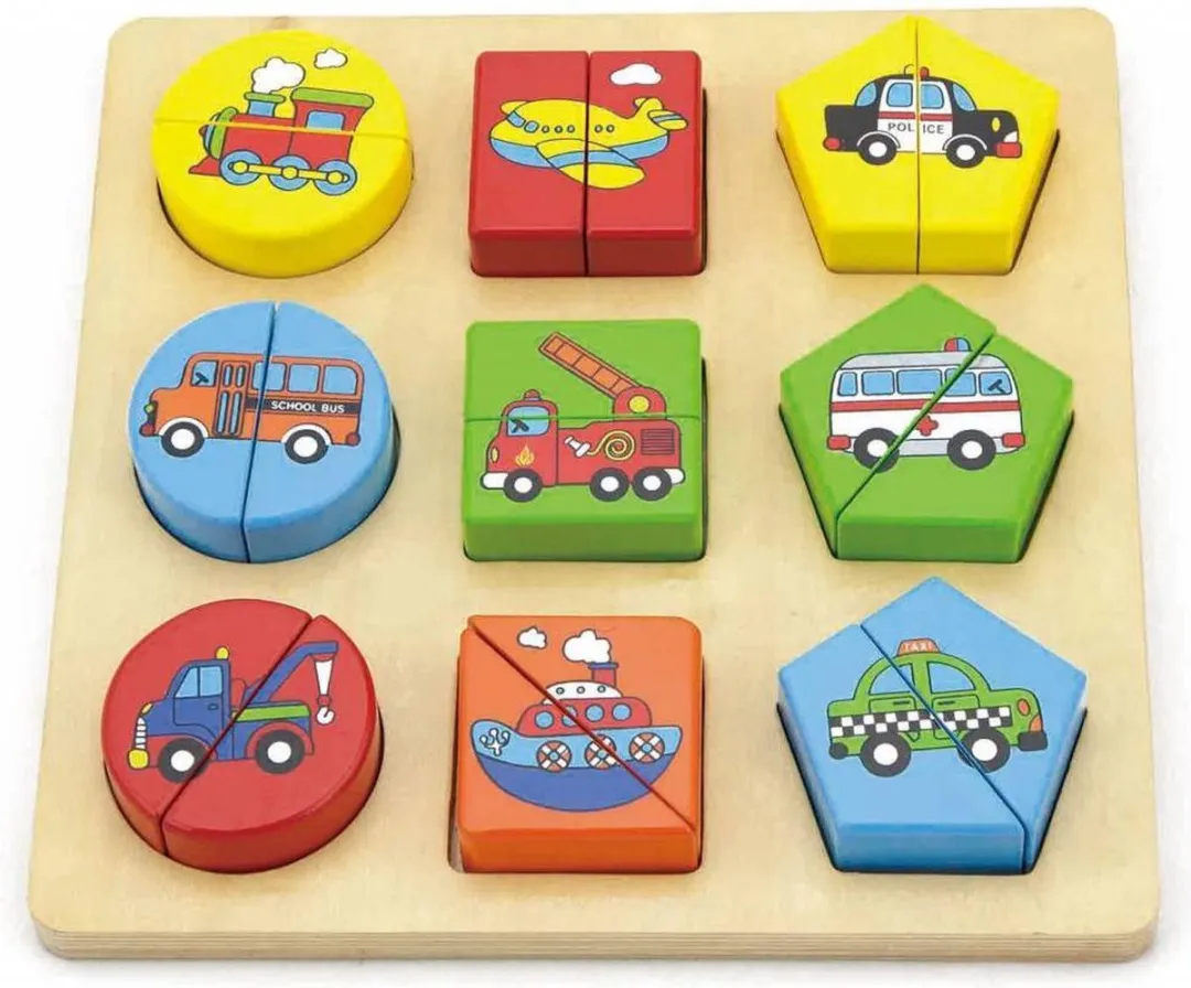 Viga Toys Voertuigenpuzzel Geometrische Vormen 18 Stuks - Multicolor