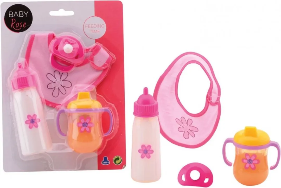 Johntoy Poppenspeelset Baby Rose 4-delig - Roze