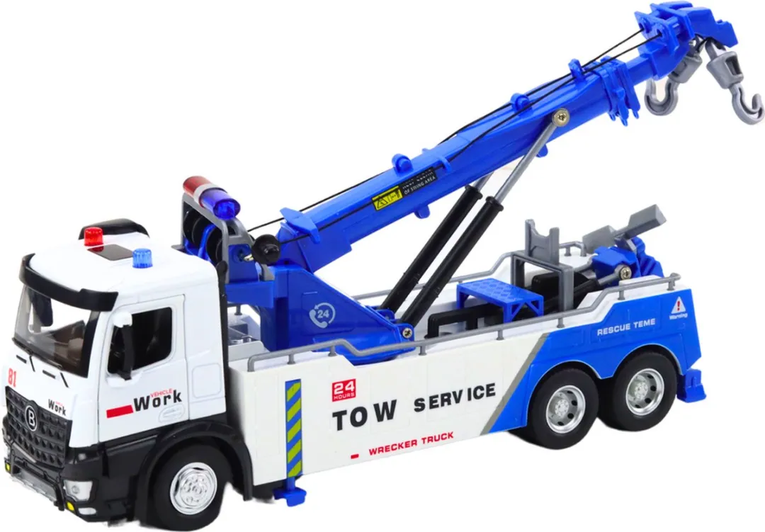 Lean Toys Hijskraan Speelgoed 31x12.5x9.5cm - Wit/Blauw