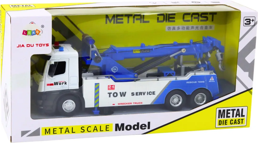 Lean Toys Hijskraan Speelgoed 31x12.5x9.5cm - Wit/Blauw