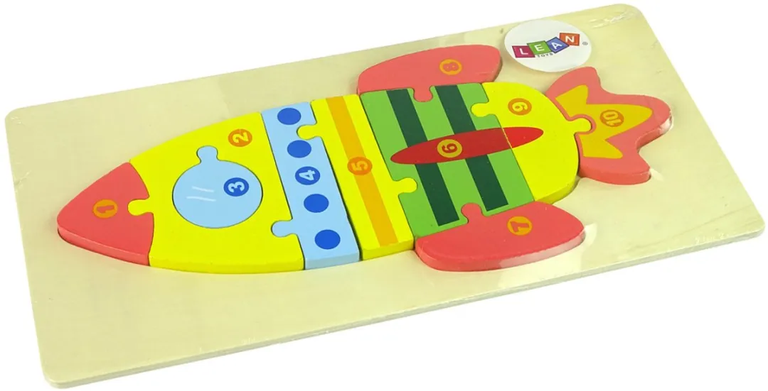Lean Toys Houten Puzzel Raket 1-10 - Educatief Telspel - 11 Stuks