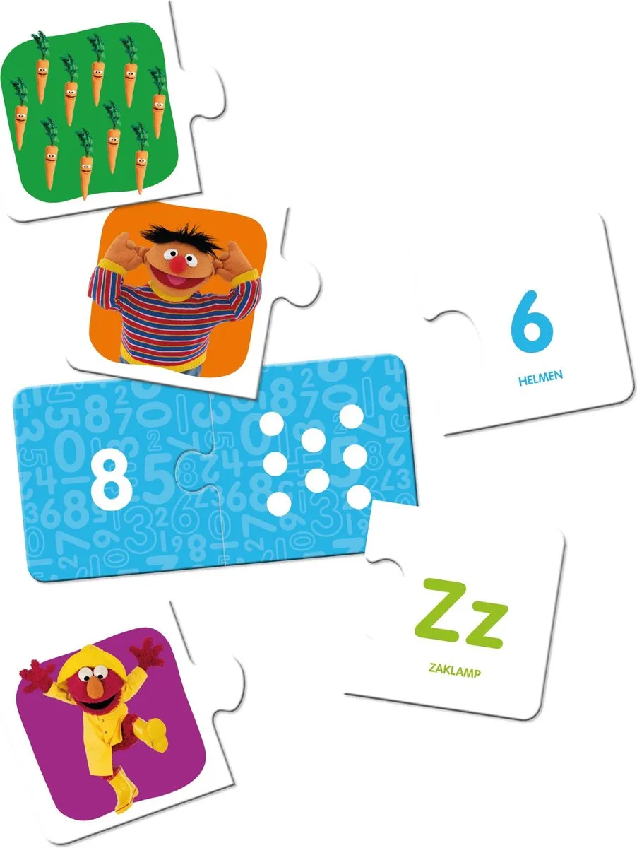 Just Games Sesamstraat ABC & 123 Puzzel - 72 Stuks - Multicolor