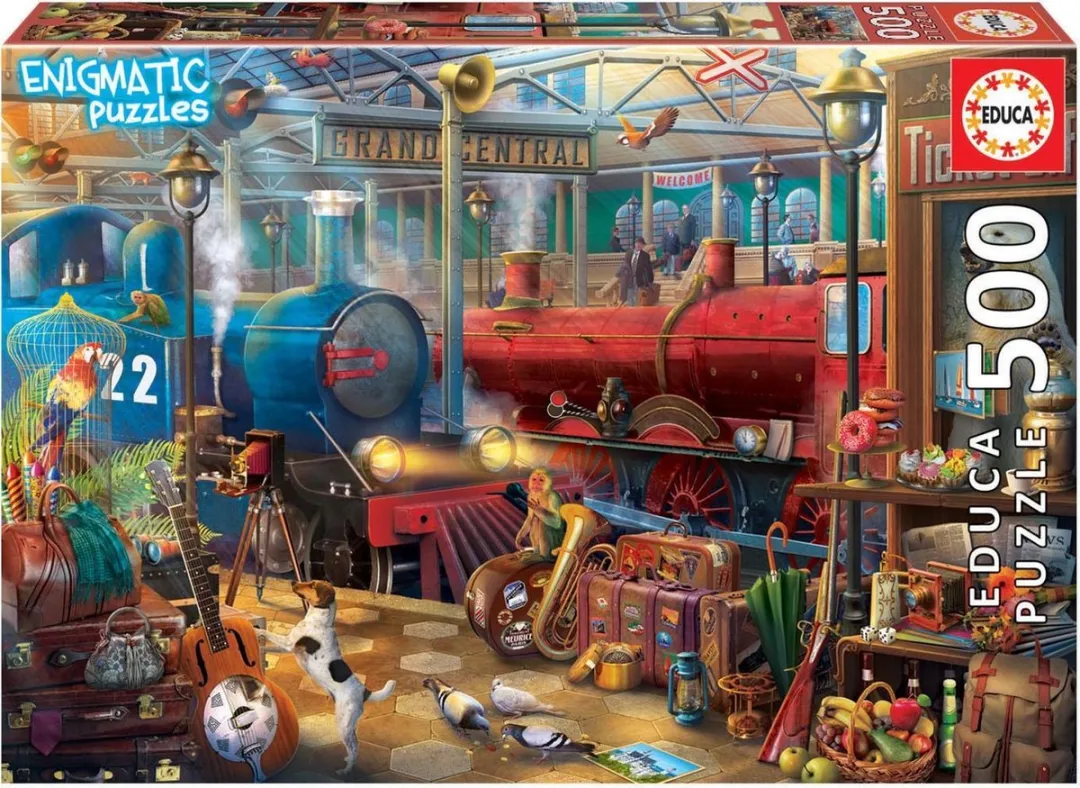 Educa Legpuzzel Treinstation 500 Stuks - Multi - FIX PUZZLE-lijm
