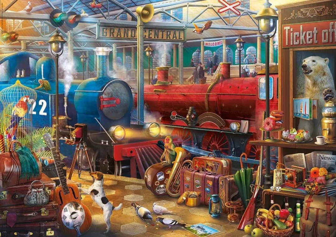 Educa Legpuzzel Treinstation 500 Stuks - Multi - FIX PUZZLE-lijm