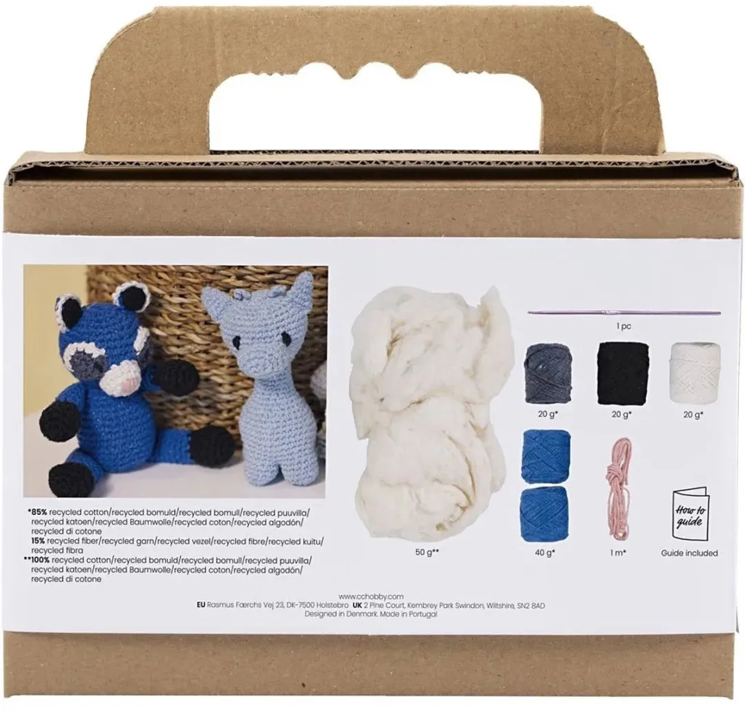 Creativ Company Haakpakket Amigurumi Wasbeer - Zwart/Blaauw