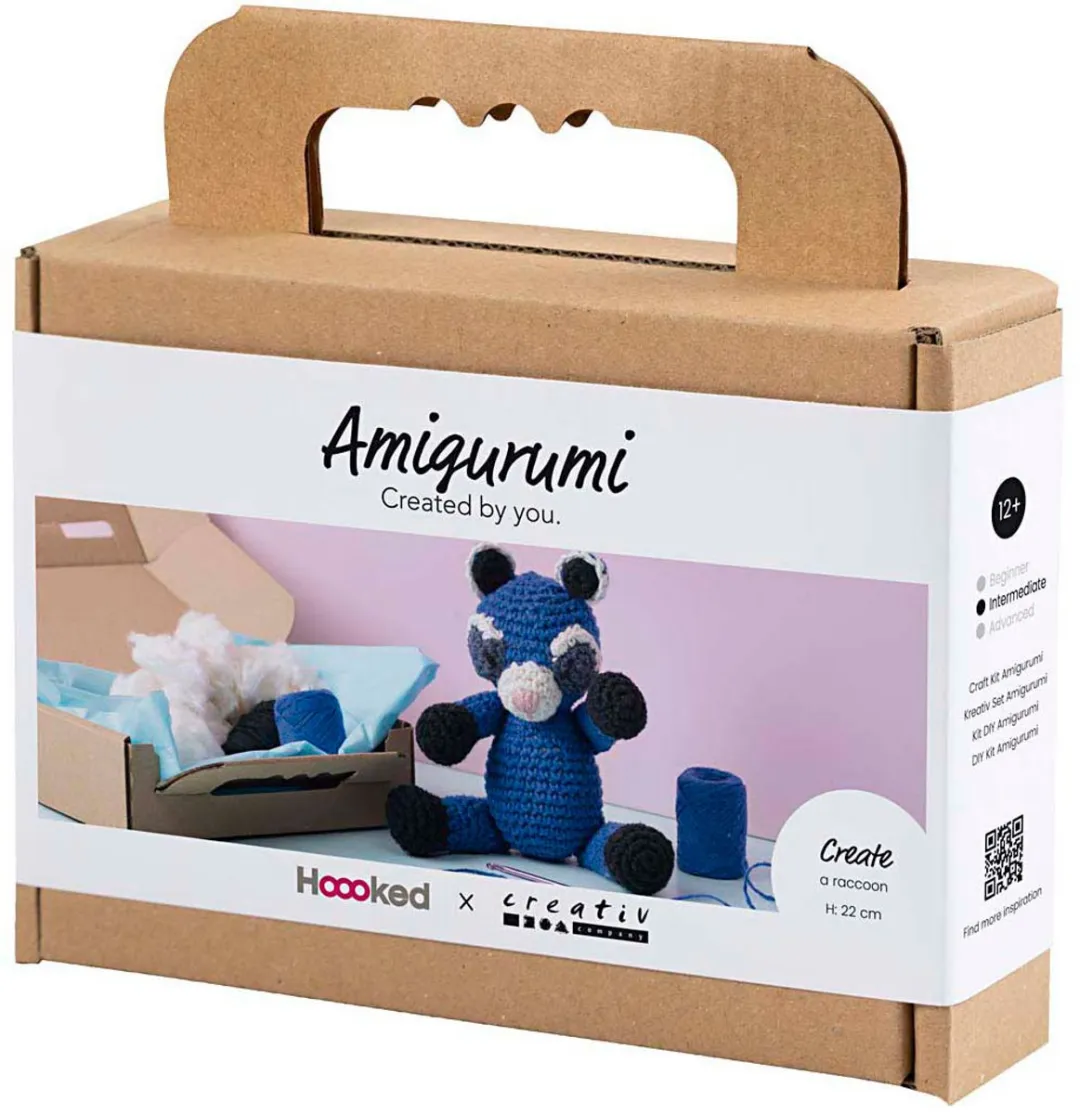 Creativ Company Haakpakket Amigurumi Wasbeer - Zwart/Blaauw