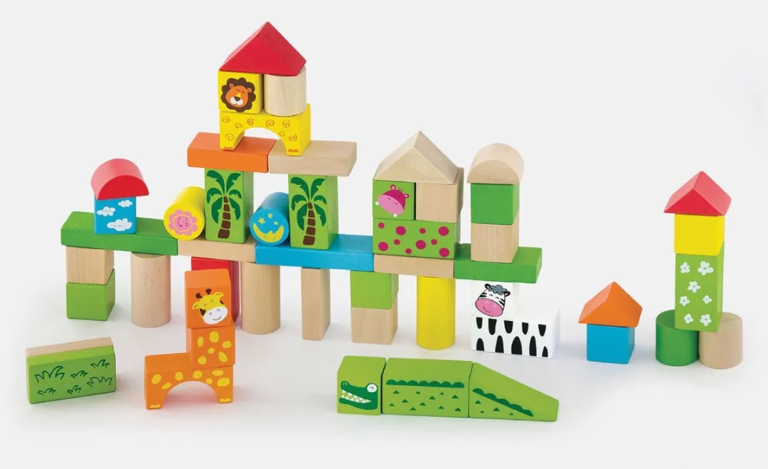 Viga Toys Bouwblokken Dierentuin - 50 Stuks