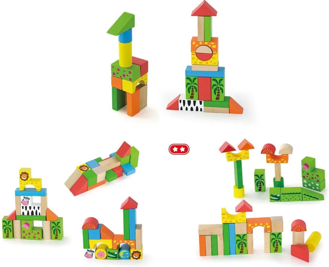 Viga Toys Bouwblokken Dierentuin - 50 Stuks