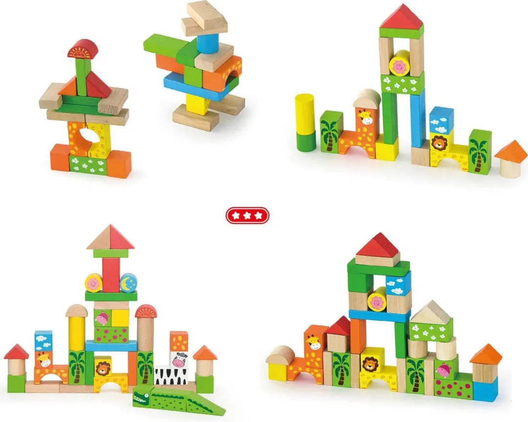 Viga Toys Bouwblokken Dierentuin - 50 Stuks