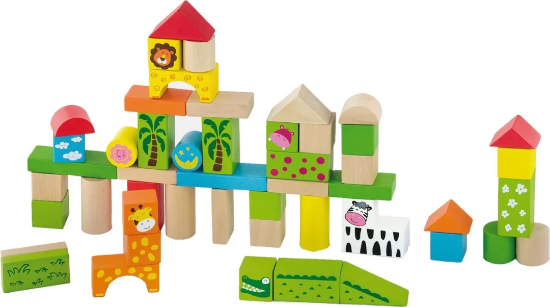 Viga Toys Bouwblokken Dierentuin - 50 Stuks