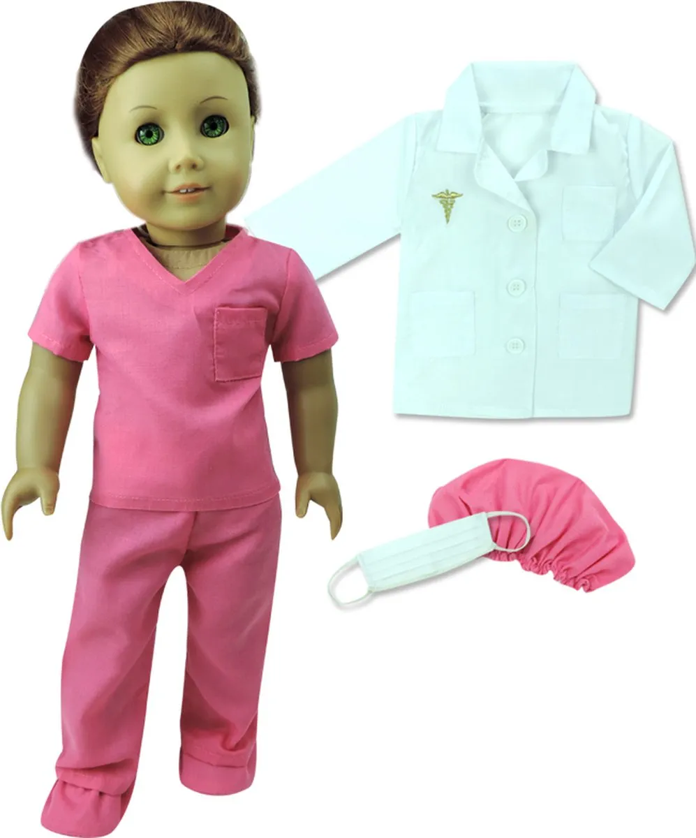 Sophia's by Teamson Kids Dokter Outfit DRDSS-FS-UPC - Roze/Wit