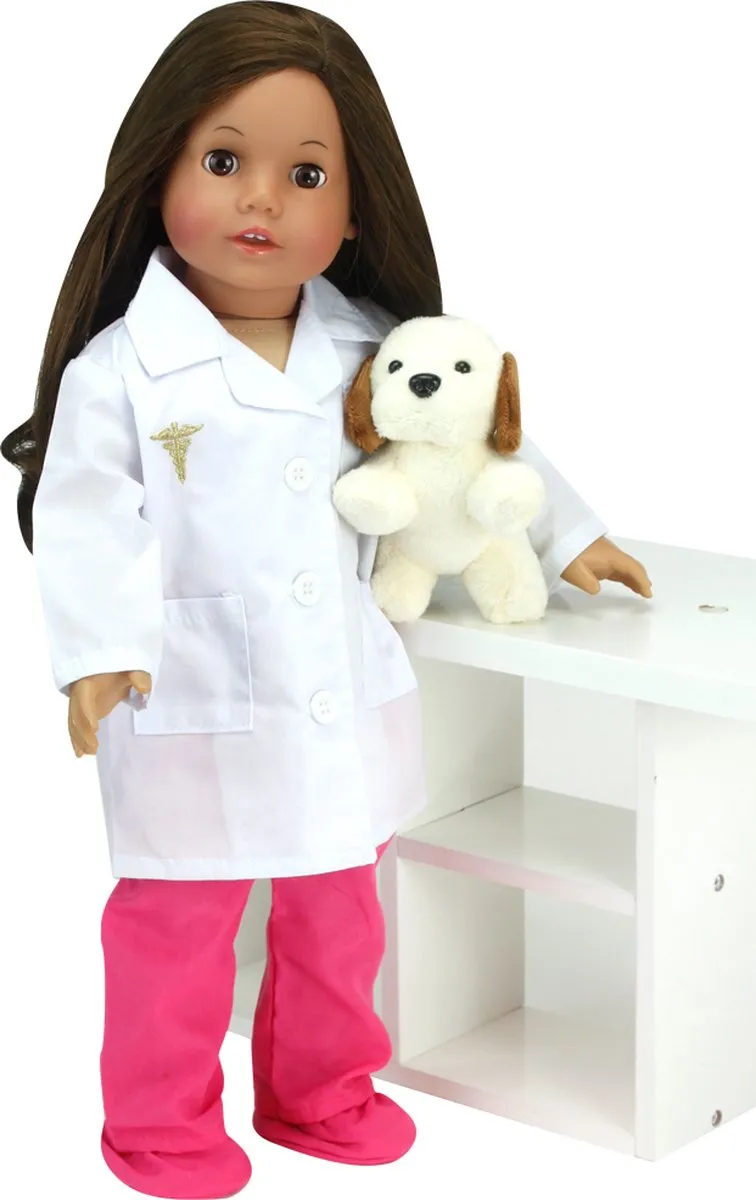 Sophia's by Teamson Kids Dokter Outfit DRDSS-FS-UPC - Roze/Wit