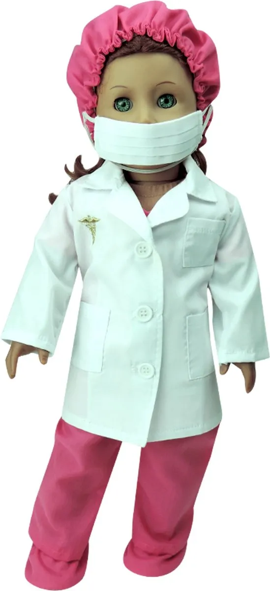 Sophia's by Teamson Kids Dokter Outfit DRDSS-FS-UPC - Roze/Wit