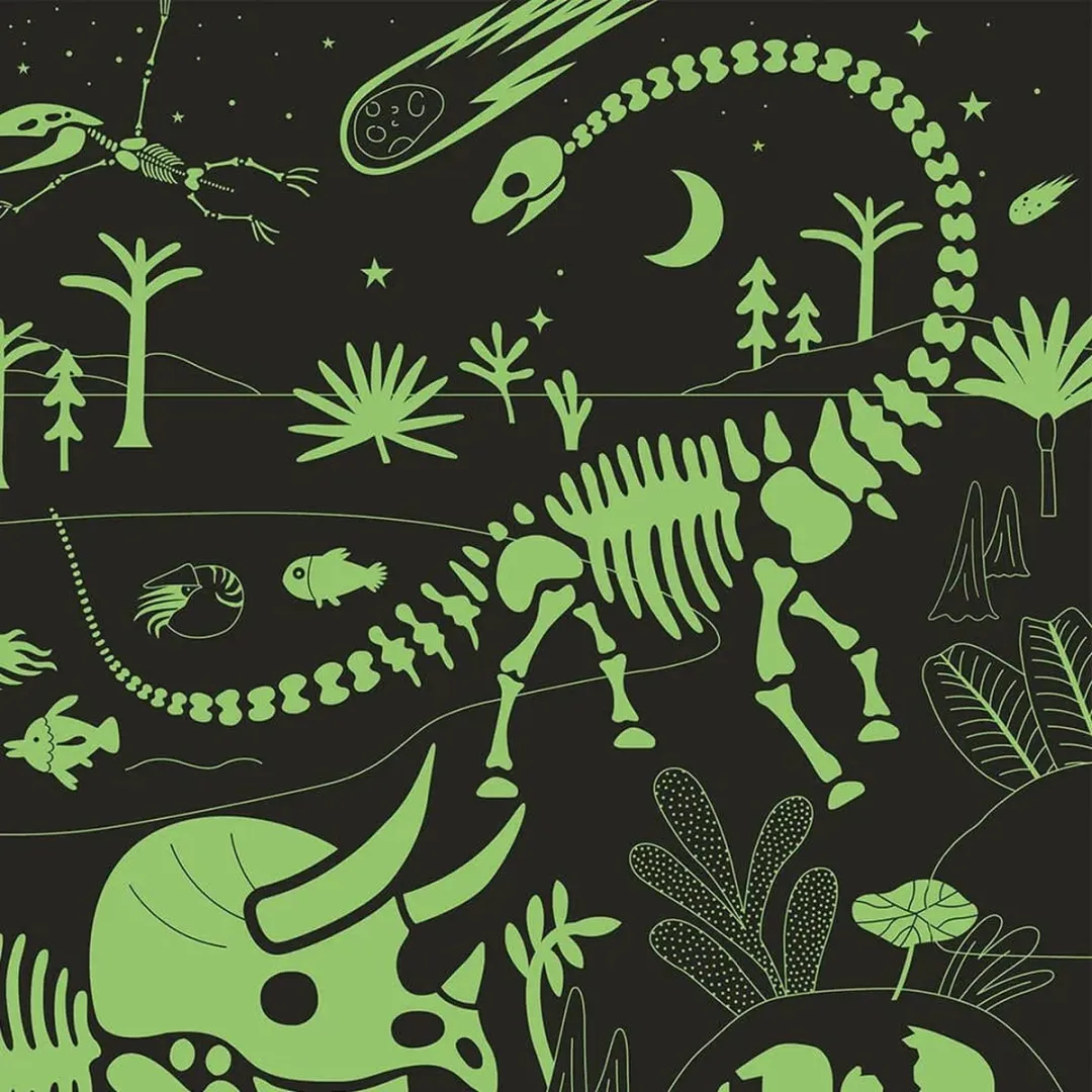 Eurekakids Dino Puzzel 100 Stuks - Glow in the Dark - 91x61cm - Groen/Multi