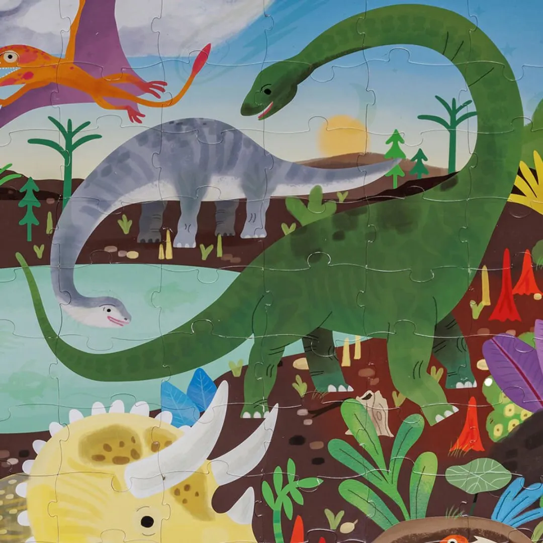 Eurekakids Dino Puzzel 100 Stuks - Glow in the Dark - 91x61cm - Groen/Multi - afbeelding 6 van 6