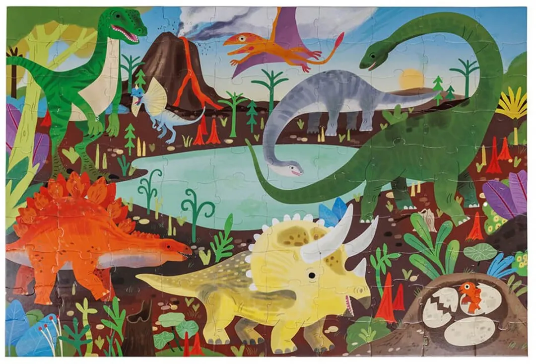 Eurekakids Dino Puzzel 100 Stuks - Glow in the Dark - 91x61cm - Groen/Multi