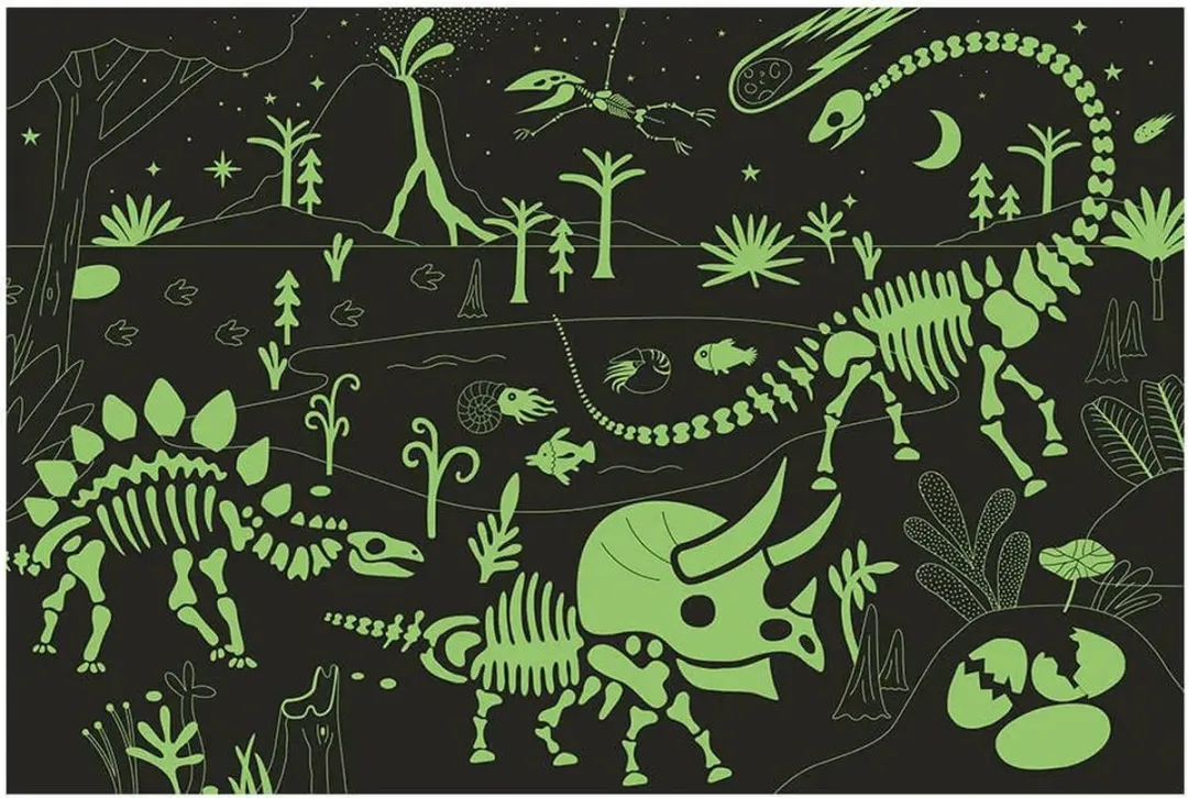 Eurekakids Dino Puzzel 100 Stuks - Glow in the Dark - 91x61cm - Groen/Multi