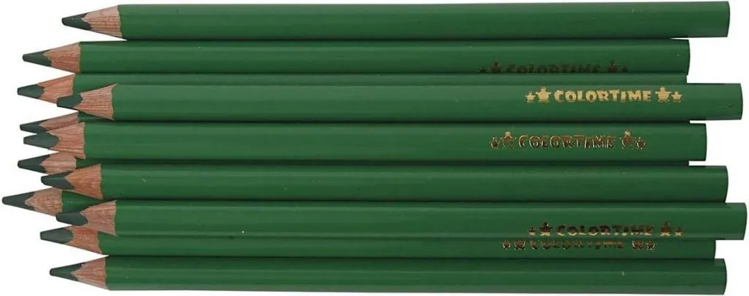 Colortime Kleurpotloden Jumbo 5mm - Donkergroen - 12 Stuks