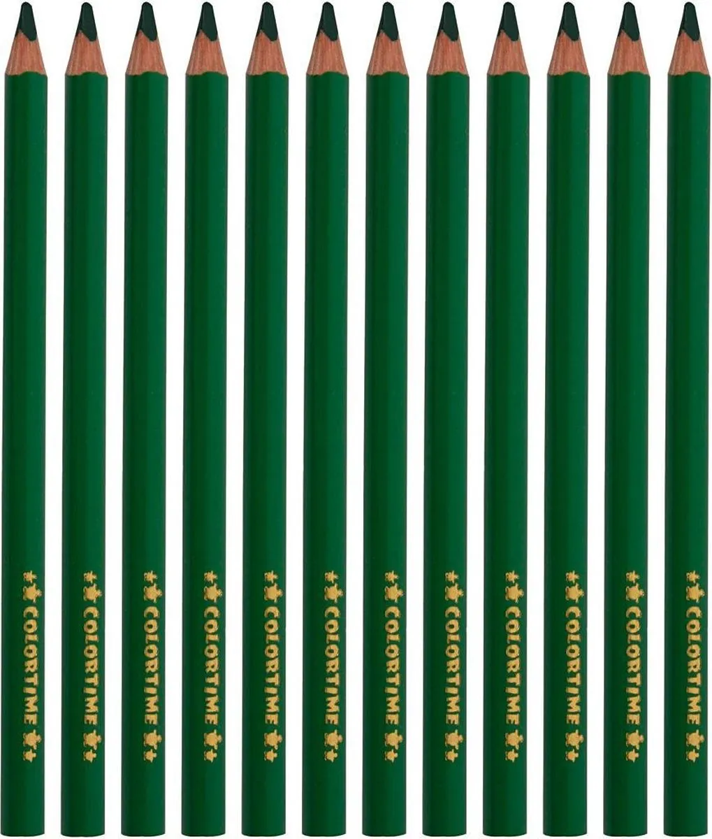 Colortime Kleurpotloden Jumbo 5mm - Donkergroen - 12 Stuks
