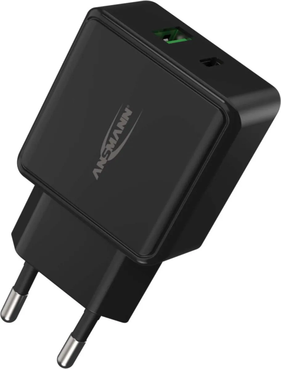 Ansmann HomeCharger HC218PD USB-oplader 18W - USB-A/USB-C - Zwart