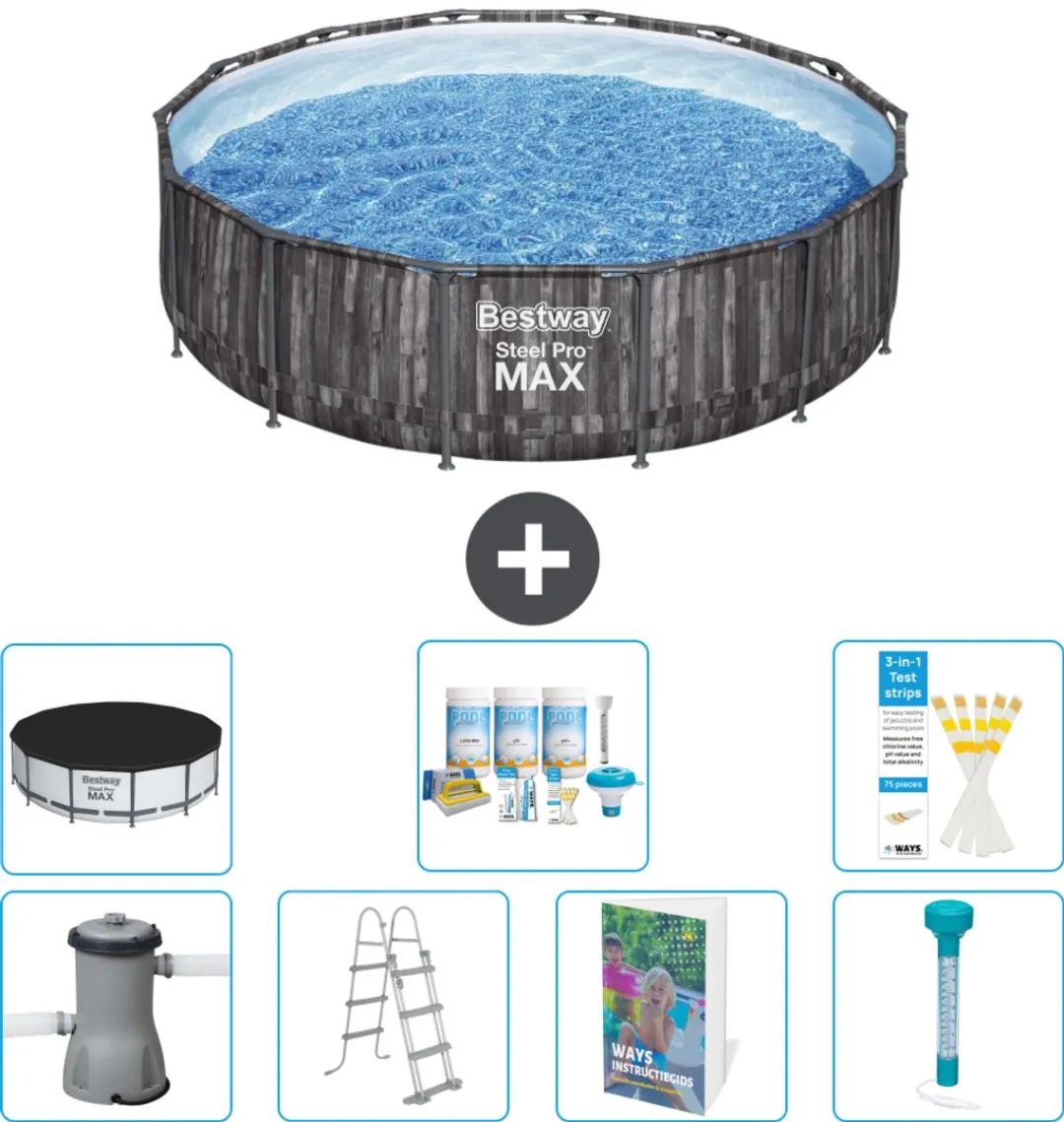 Bestway Steel Pro MAX Zwembad 427x107cm - 13.030L - Grijs