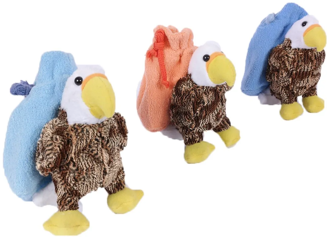 PIA Soft Toys Pluche Adelaar Knikkerzakken - 3 Stuks 15cm - Assorti