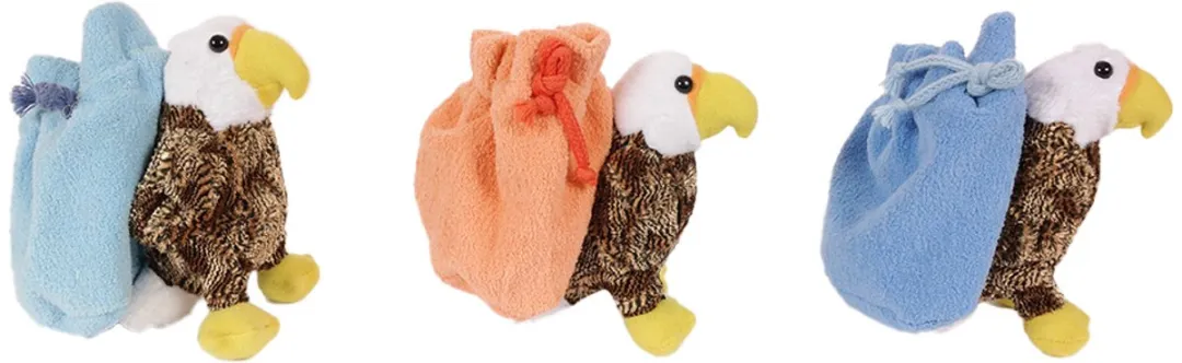 PIA Soft Toys Pluche Adelaar Knikkerzakken - 3 Stuks 15cm - Assorti
