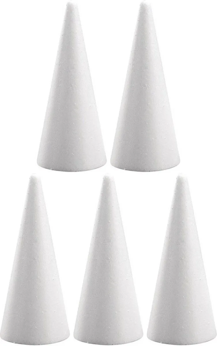 Rayher Piepschuim Kegels 10 Stuks - Wit - H20 cm