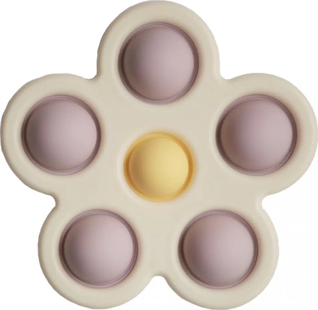 Mushie Fidget Toy Bloem - Lilac/Ivoor/Daffodil