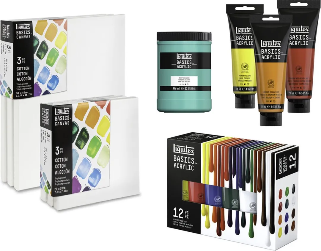 Liquitex 471040050 Basics Canvas 40 x 50 cm – Set van 3 | 100% Katoenen Canvas ca. 280 g/m² | Drievoudig Geprimed | Voor Acryl- & Olieverf