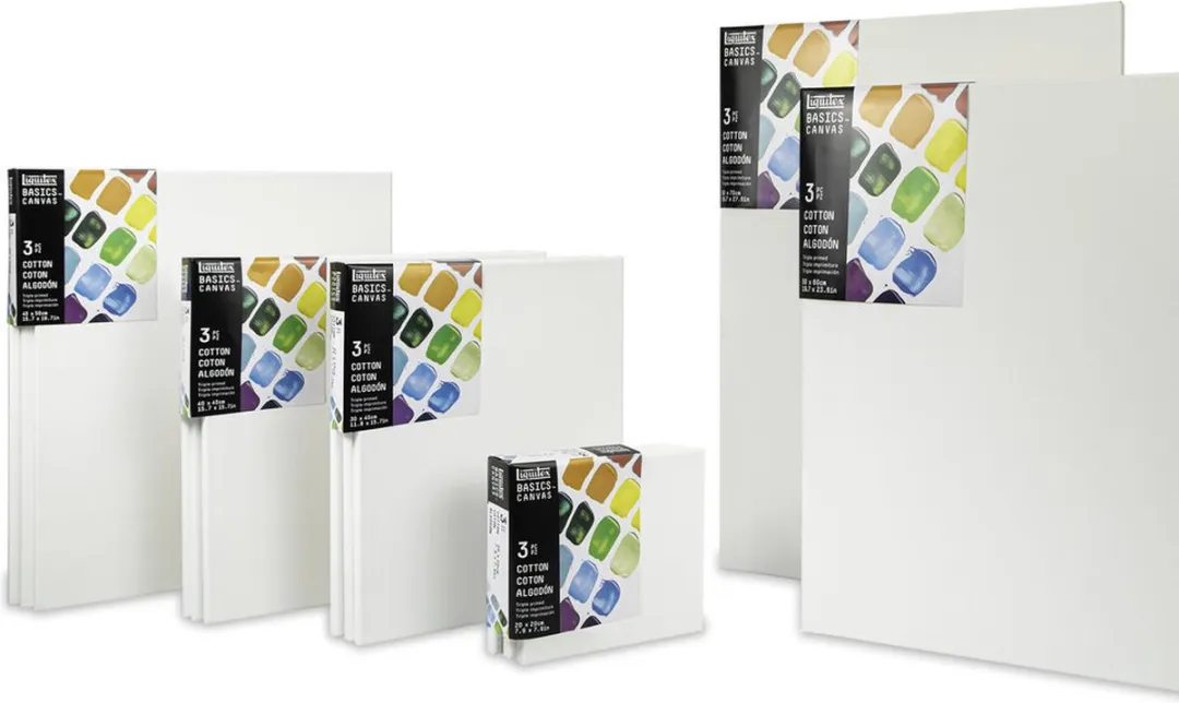 Liquitex 471040050 Basics Canvas 40 x 50 cm – Set van 3 | 100% Katoenen Canvas ca. 280 g/m² | Drievoudig Geprimed | Voor Acryl- & Olieverf
