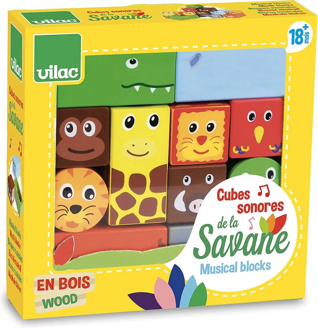 Vilac Muzikale Houten Jungle Dieren Blokken - 11-delig - Multicolor