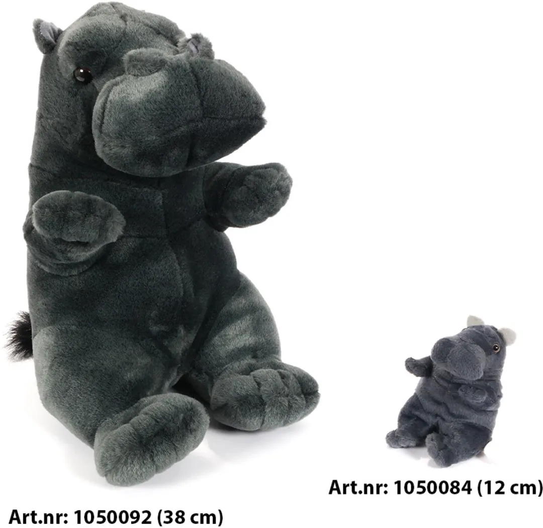 PIA Soft Toys Nijlpaard Pluche 38cm - Grijs