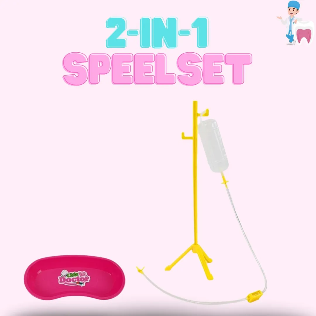 LEAN Toys Dokters- en Tandarts Speelset Roze - Met Infuusstandaard en Tandboor