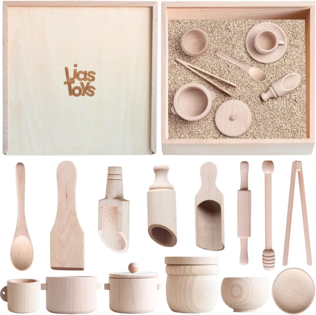 LiasToys Houten Sensory Speelbak 30x30x6cm