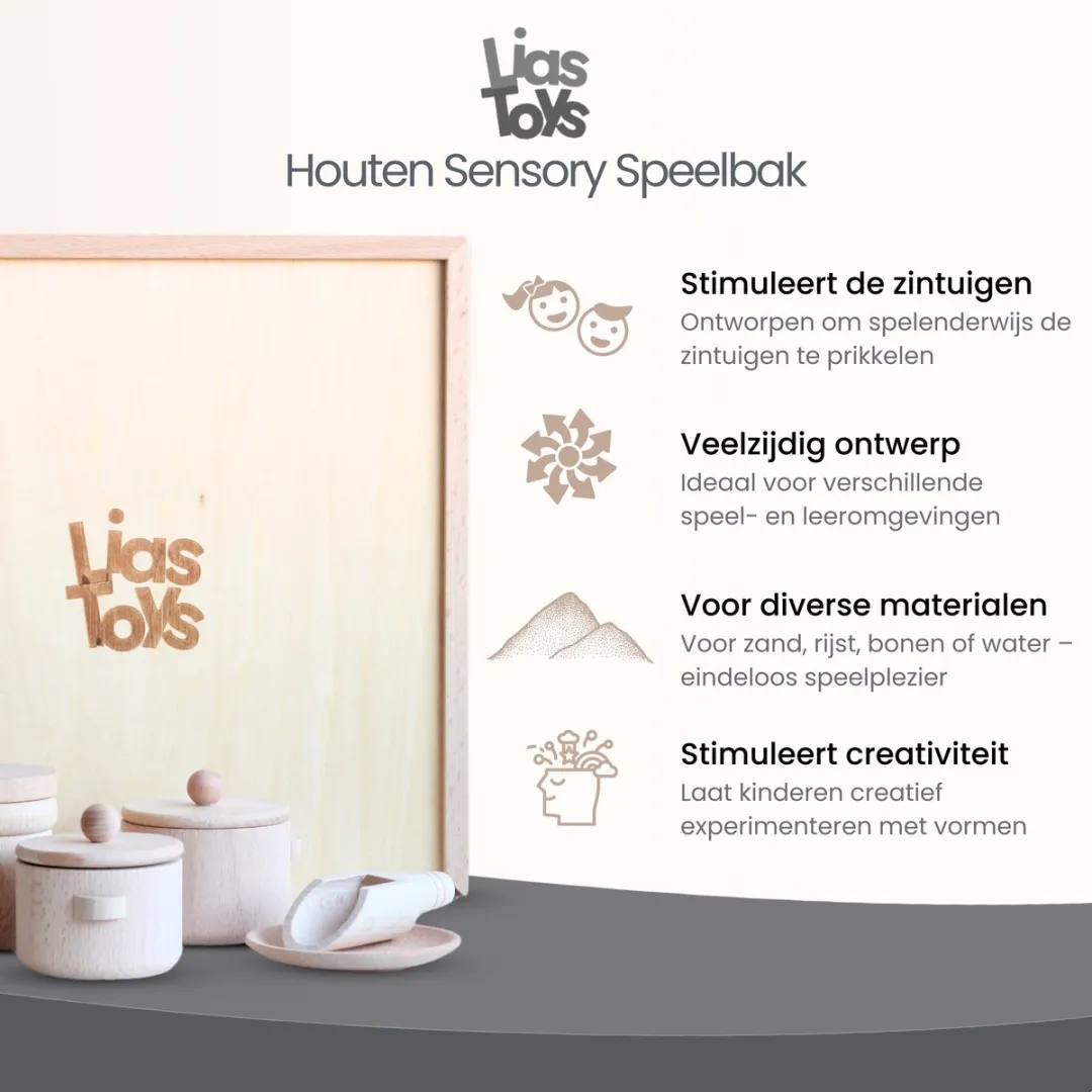 LiasToys Houten Sensory Speelbak 30x30x6cm