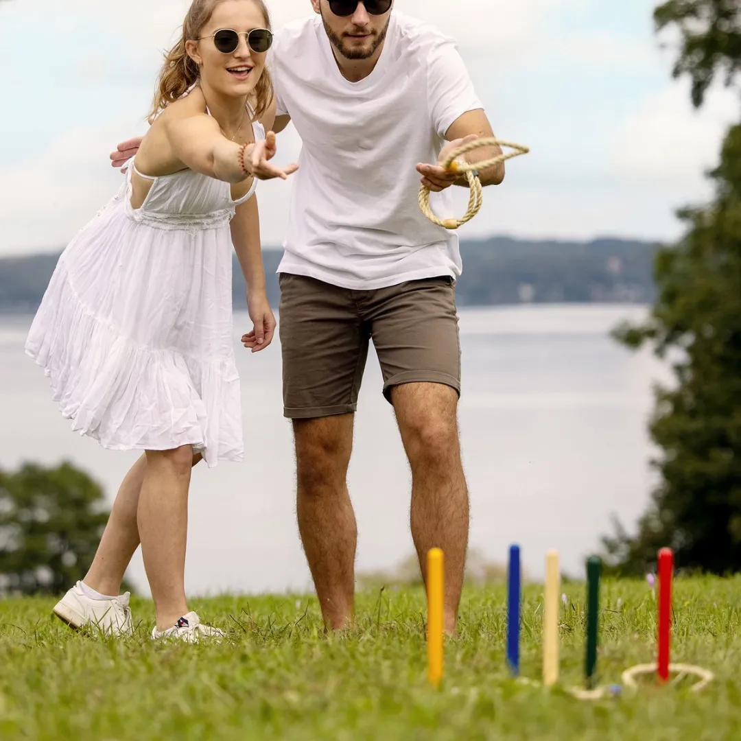Schildkröt Fun Sports Houten Ring Werp Spel - bruin