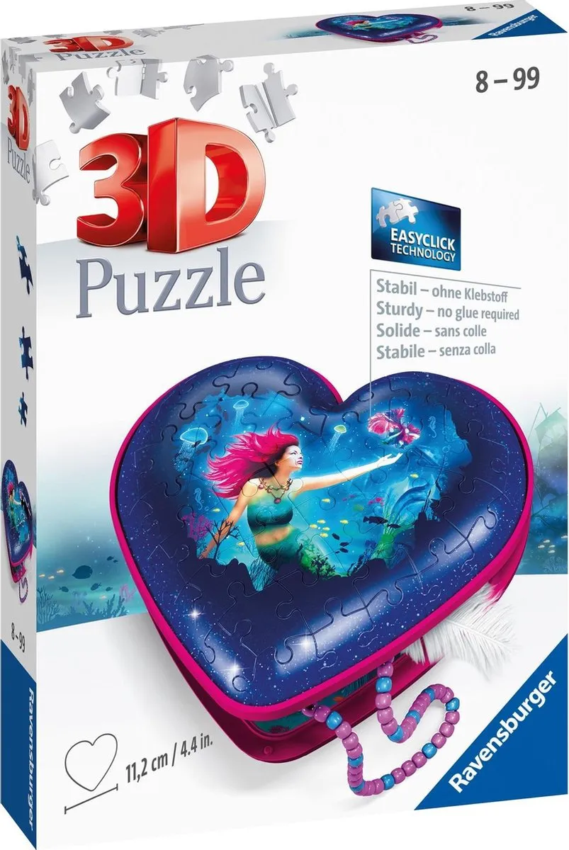 Ravensburger Enchanting Mermaids Hartendoosje 3D Puzzel 54 Stuks - Multicolor
