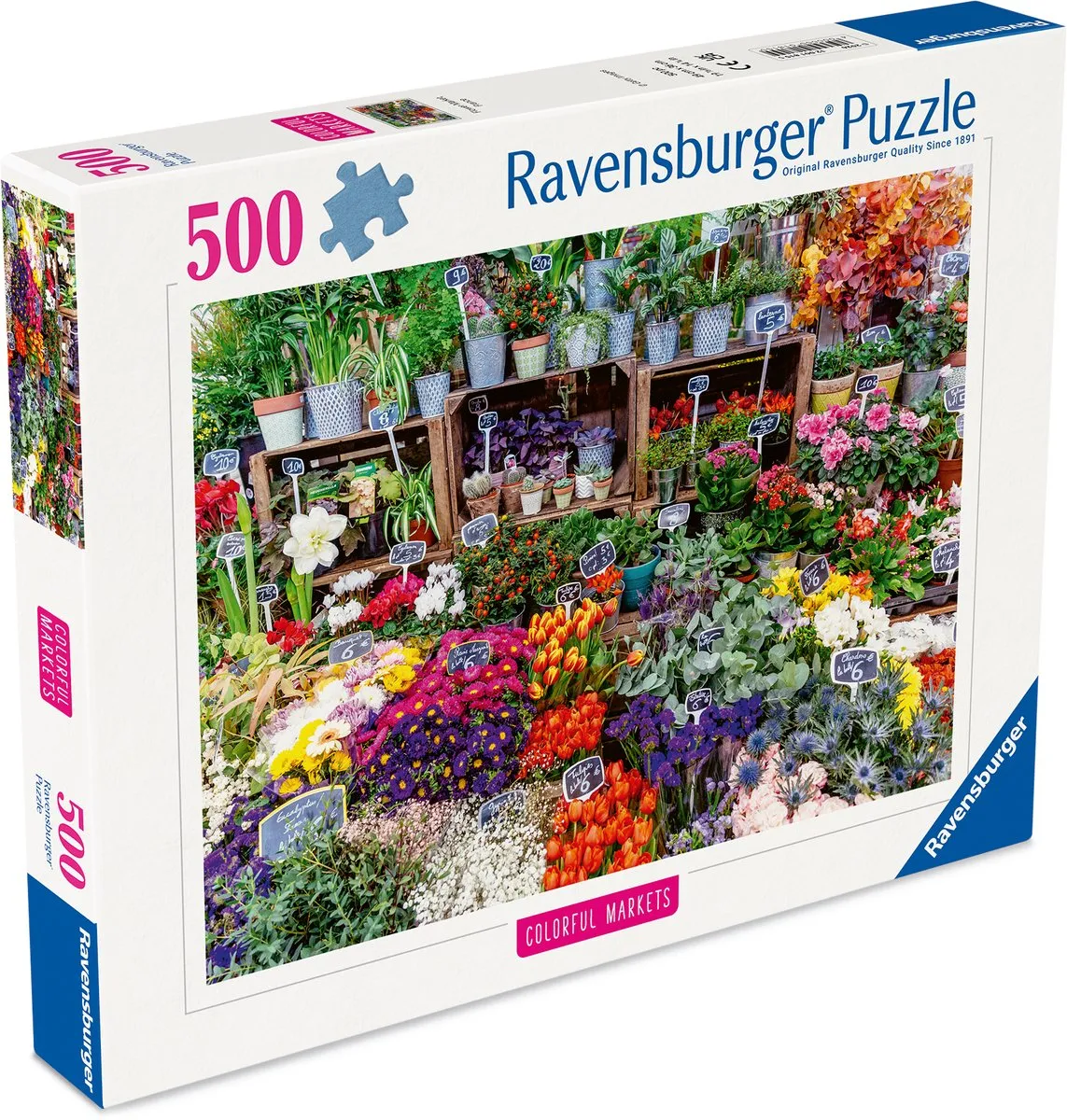 Ravensburger Bloemenmarkt Frankrijk Legpuzzel 500 Stuks - Meerkleurig