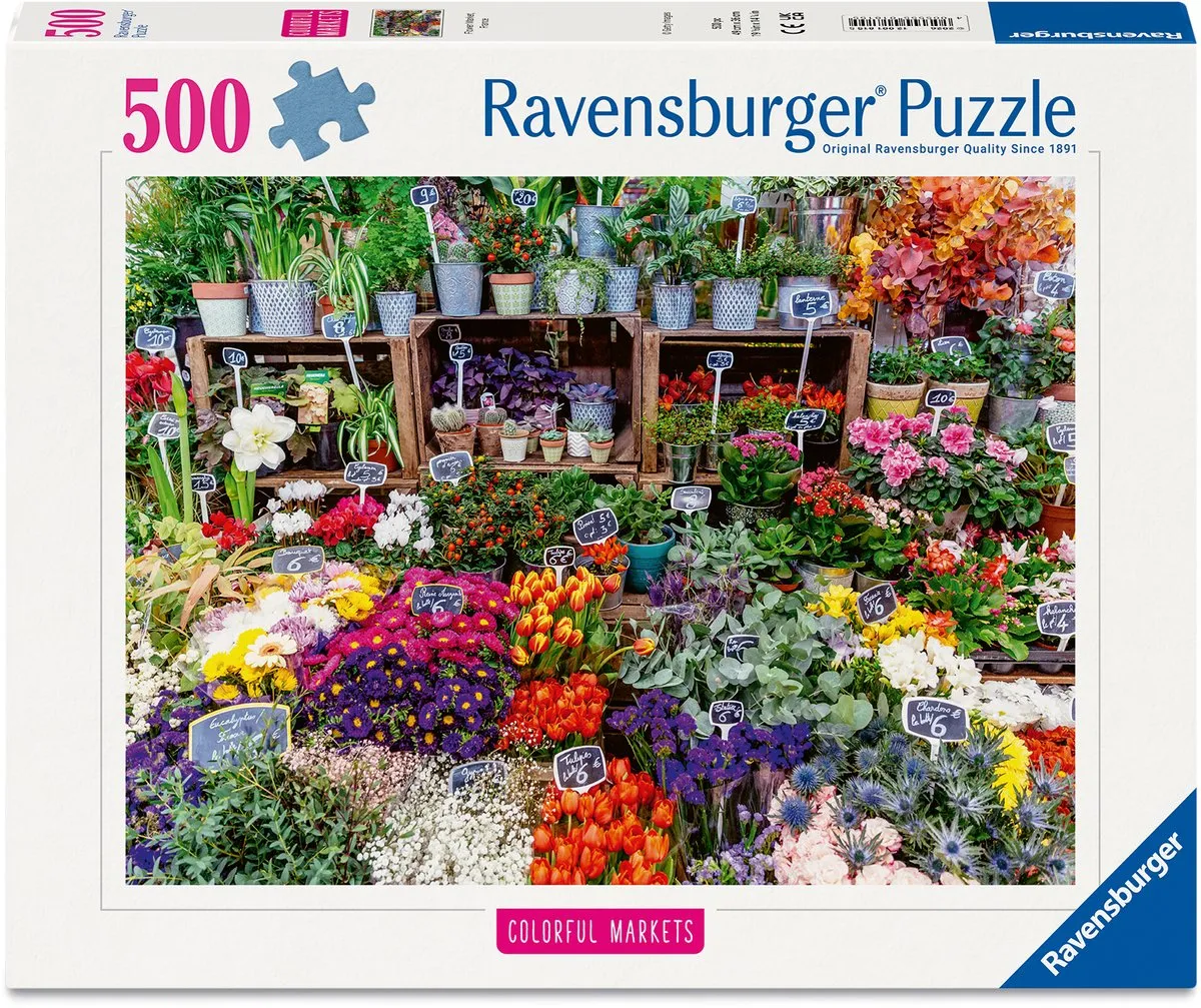 Ravensburger Bloemenmarkt Frankrijk Legpuzzel 500 Stuks - Meerkleurig