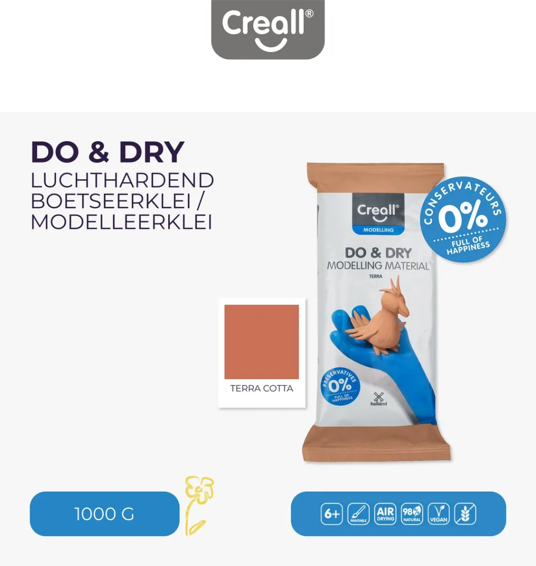 Creall Do & Dry Luchtklei Terra - 5x1000g