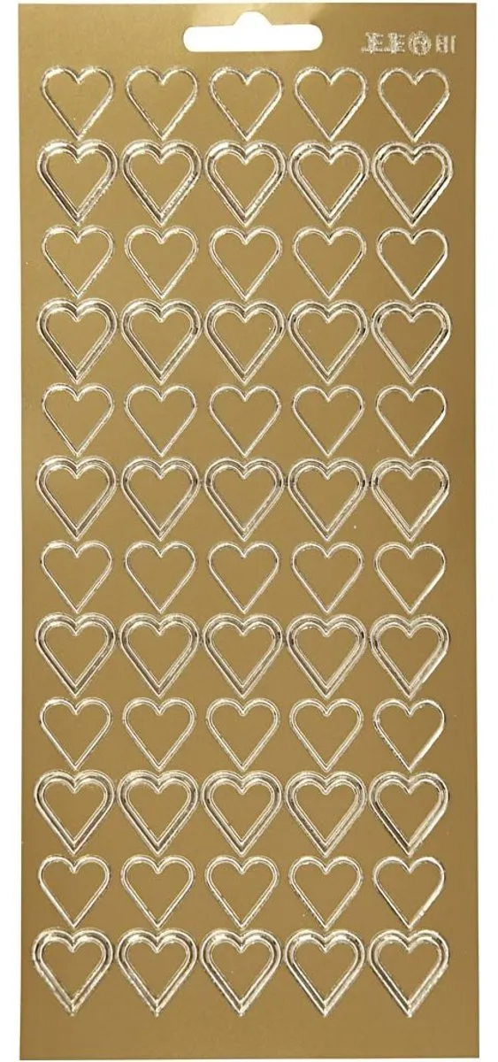 Creativ Company Goud Harten Stickers - 1 Vel - 10x23cm