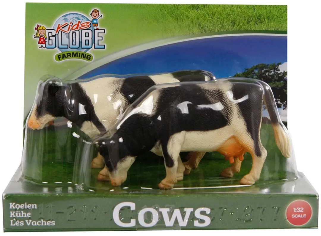 Kids Globe Koeien Globe 2 Stuks - 1:32 - Zwart/Wit
