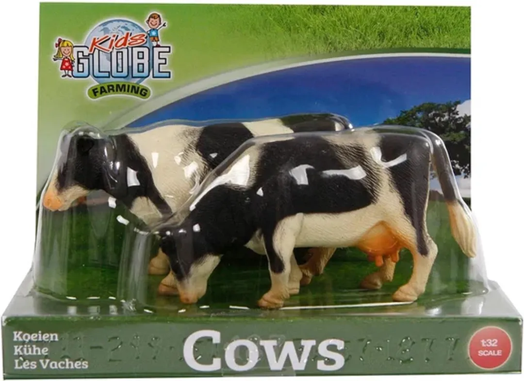 Kids Globe Koeien Globe 2 Stuks - 1:32 - Zwart/Wit