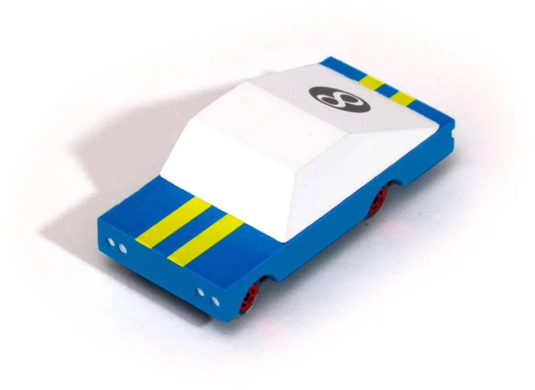 Candylab Candycar RACER Blue #8 CNDF830 - Houten Magneetauto - 3+
