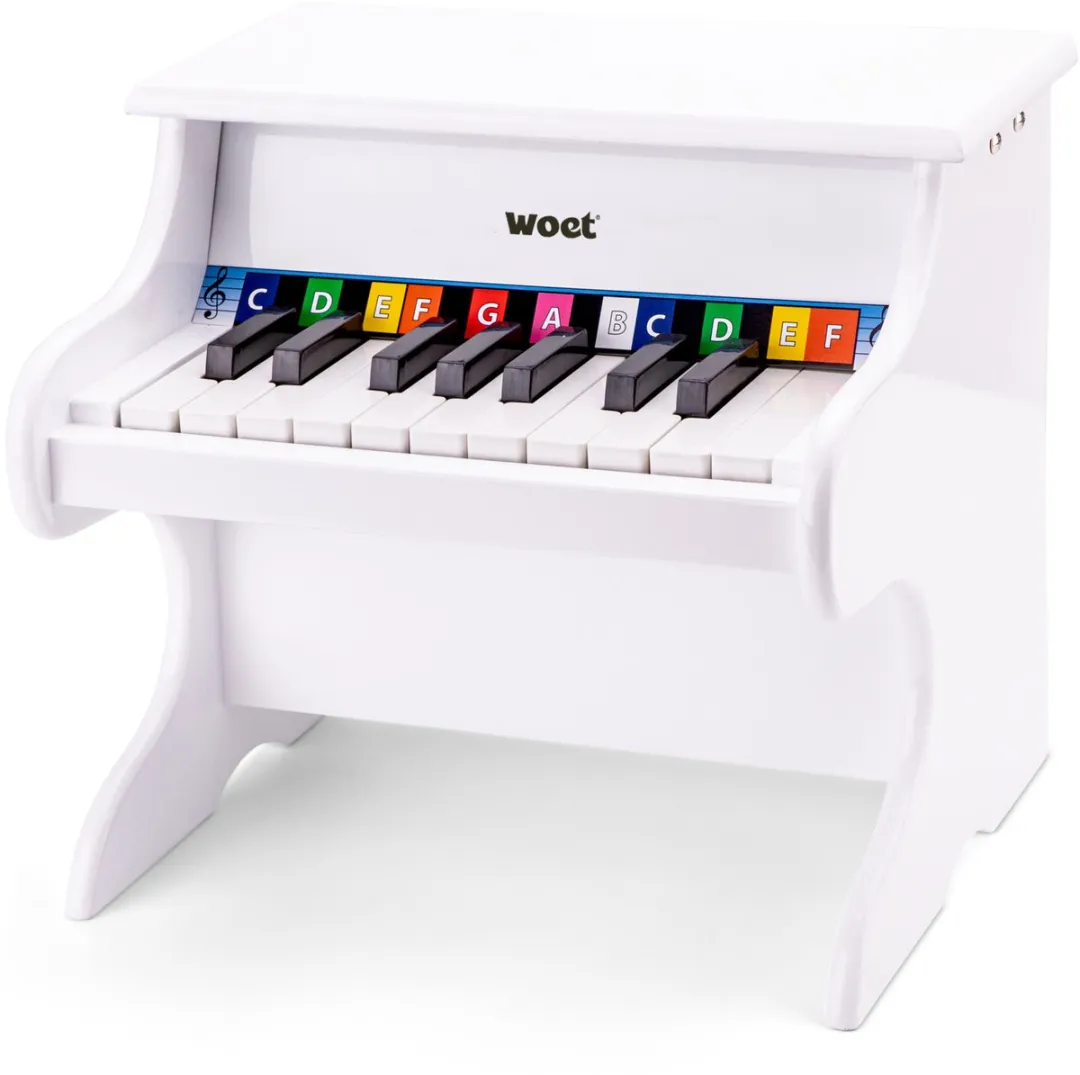 Woet® Houten Speelgoed Piano - Speelgoedinstrument - Wit - Inclusief Muziekboekje en Toonlader - Vanaf 3 jaar - Speelpiano voor Kinderen