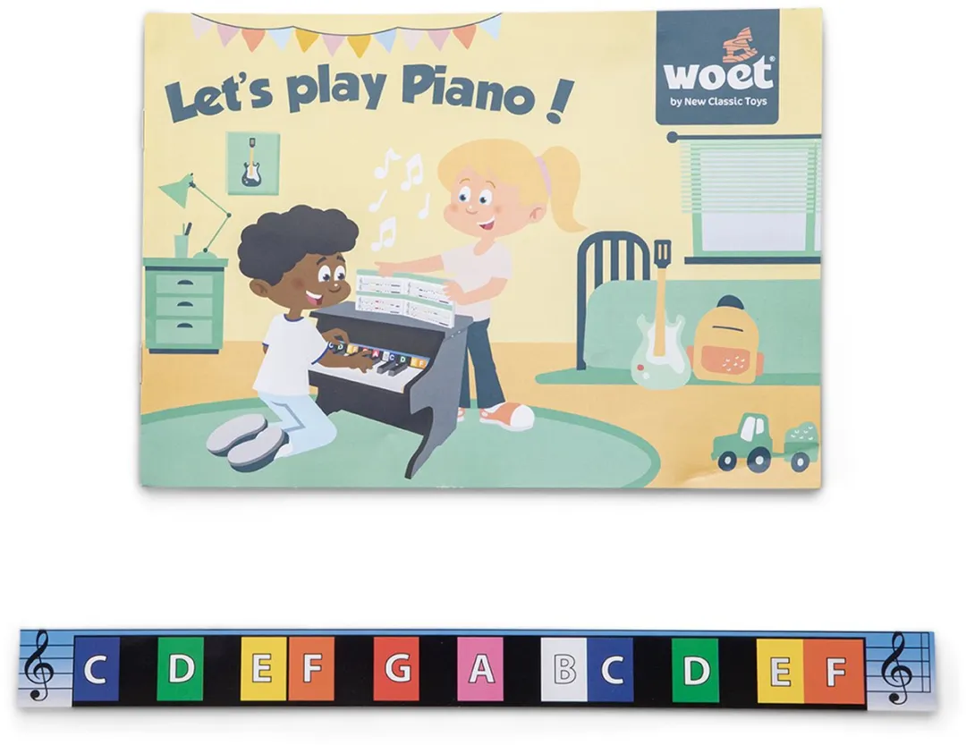 Woet® Houten Speelgoed Piano - Speelgoedinstrument - Wit - Inclusief Muziekboekje en Toonlader - Vanaf 3 jaar - Speelpiano voor Kinderen