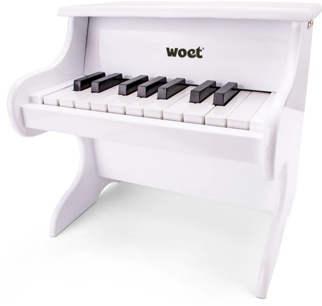 Woet® Houten Speelgoed Piano - Speelgoedinstrument - Wit - Inclusief Muziekboekje en Toonlader - Vanaf 3 jaar - Speelpiano voor Kinderen